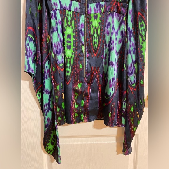 Guess by Marciano Y2K Silk Boho Hippie 70’s High Low Sleeve Mini Dress Size XS - Picture 7 of 11